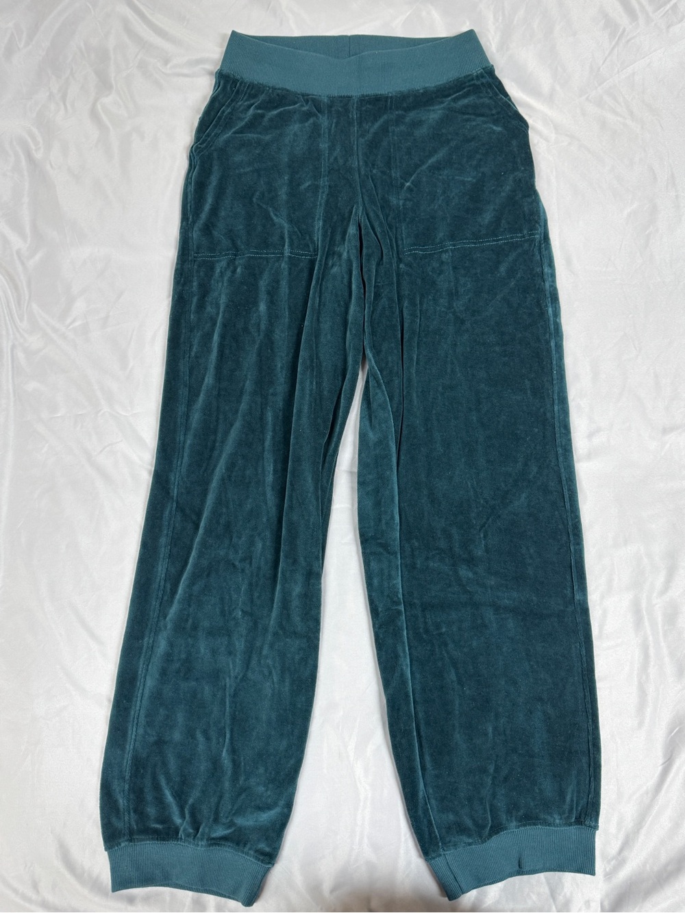 NWOT Pact Velour Jogger Pants 100% Organic Cotton Teal XS